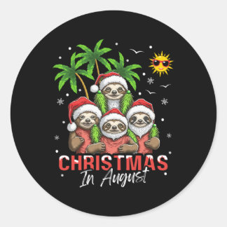 christmas in august.png classic round sticker
