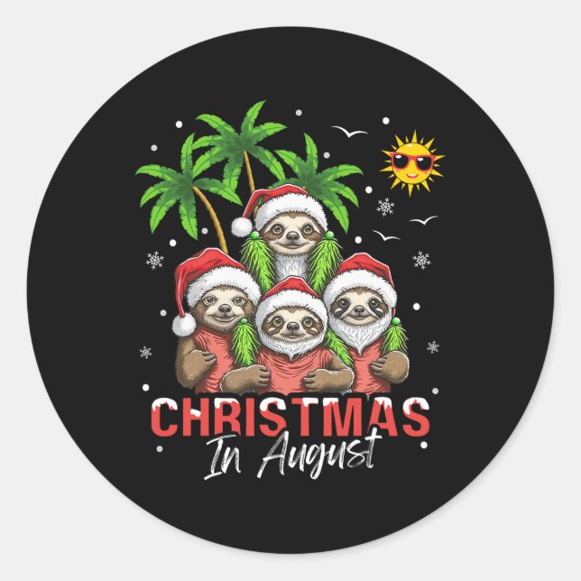 christmas in august.png classic round sticker (Front)