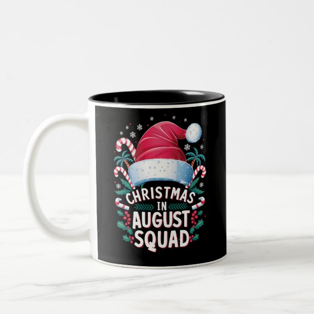 Christmas In August Squad Funny Summer Xmas Two-Tone Coffee Mug (Left)