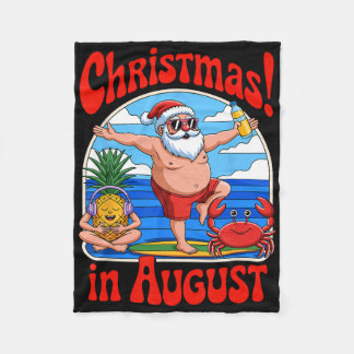 Christmas In August Summer Vacation Funny Santa Me Fleece Blanket