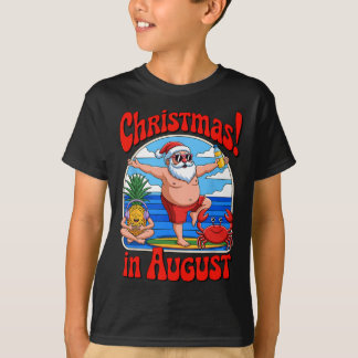 Christmas In August Summer Vacation Funny Santa Me T-Shirt