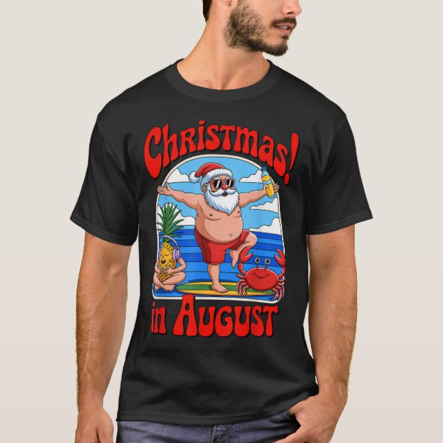 Christmas In August Summer Vacation Santa Men  T-Shirt (Front)