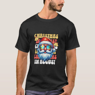 Christmas in August XMas Cool Santa With Beach In  T-Shirt
