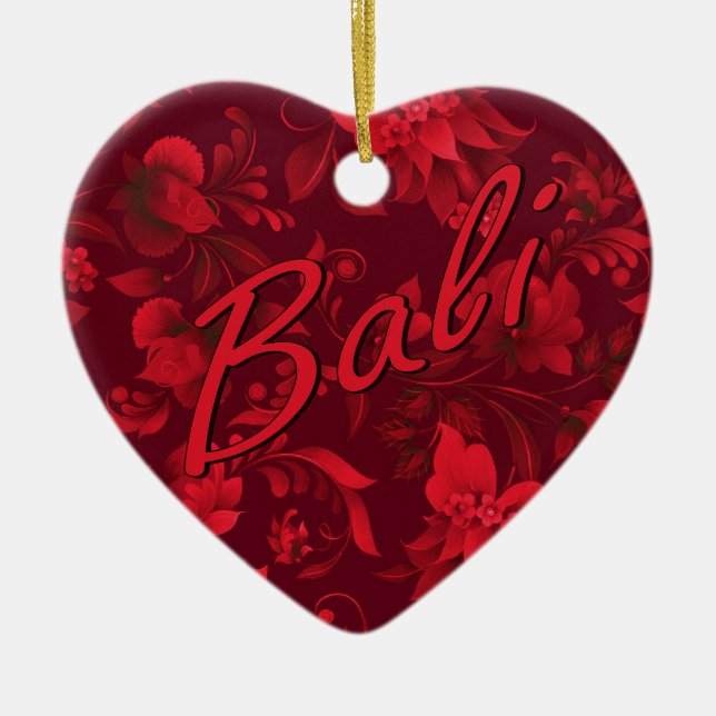 Christmas in Bali Batik 1 Ceramic Tree Decoration (Front)