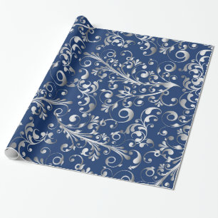 Christmas in blue & silver wrapping paper