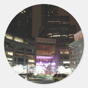 Christmas in Columbus Circle NYC Holiday Photo Classic Round Sticker