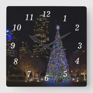 Christmas In Downtown Dallas Wall Clock