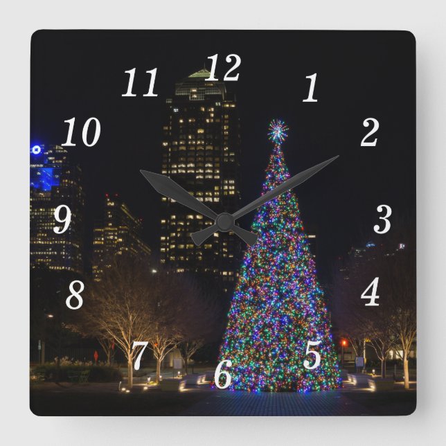 Christmas In Downtown Dallas Wall Clock (Front)