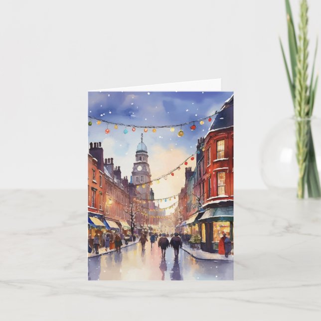 Christmas in Dublin Watercolor Card (Front)