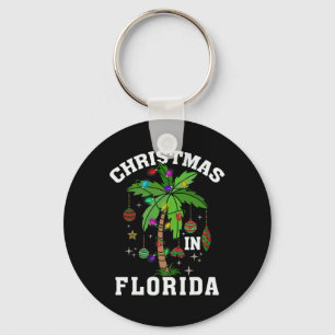 Christmas In Florida Deck The Palm Tree Xmas Winte Key Ring