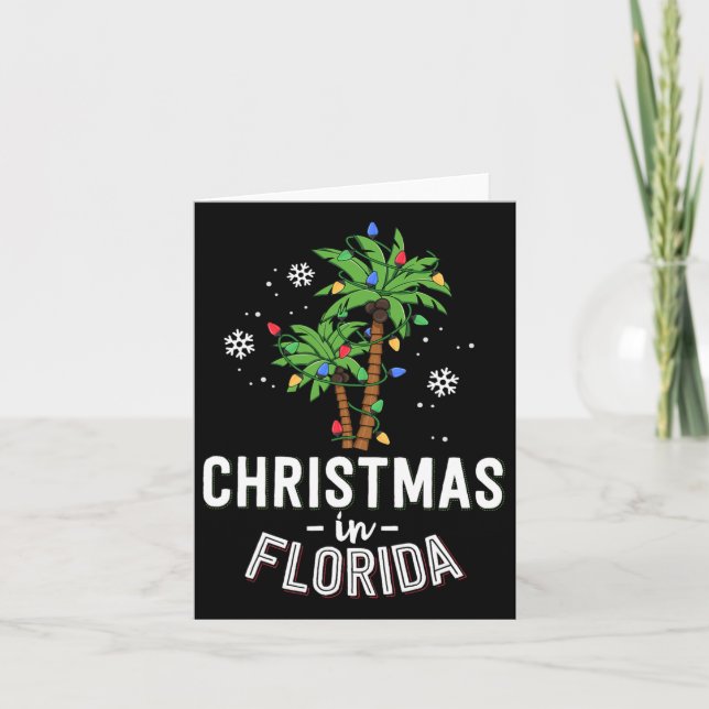 Christmas In Florida Deck The Palm Trees Family Va Card (Front)