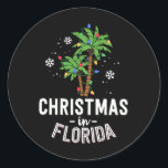 Christmas In Florida Deck The Palm Trees Family Va Classic Round Sticker<br><div class="desc">Christmas In Florida Deck The Palm Trees Family Vacation</div>