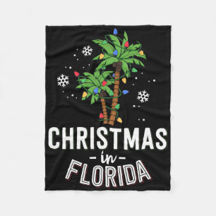 Christmas In Florida Deck The Palm Trees Family Va Fleece Blanket