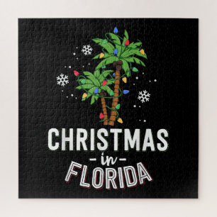 Christmas In Florida Deck The Palm Trees Family Va Jigsaw Puzzle