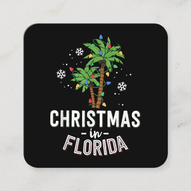 Christmas In Florida Deck The Palm Trees Family Va Square Business Card (Front)