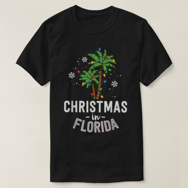 Christmas In Florida Deck The Palm Trees Family Va T-Shirt (Design Front)