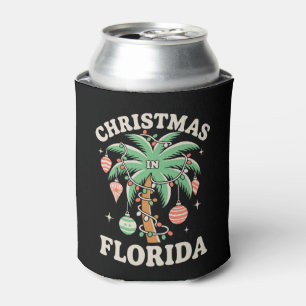 Christmas In Florida Palm Tree Xmas Lights Winter Can Cooler