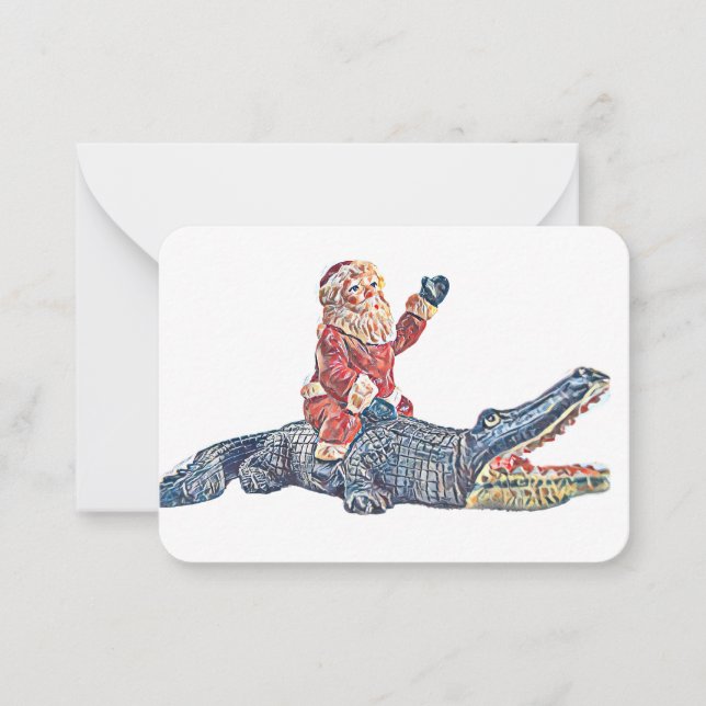 Christmas in Florida Santa Claus riding Alligator Card (Front)