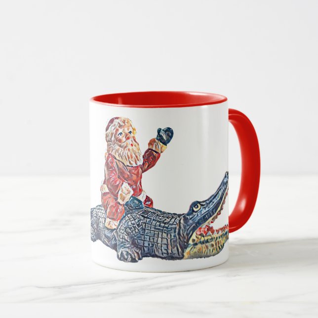 Christmas in Florida Santa Claus riding Alligator Mug (Front Right)