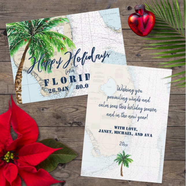Christmas in Florida Tropical Happy Holidays Holiday Card (Tropical Florida Holiday Cards for Your Small Business or for Family and Friends)