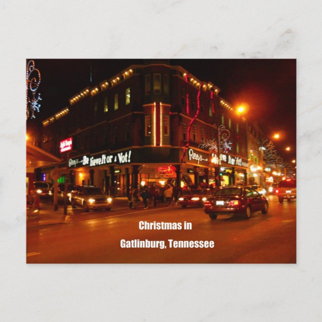 Christmas in Gatlinburg, Tennessee Holiday Postcard (Front)