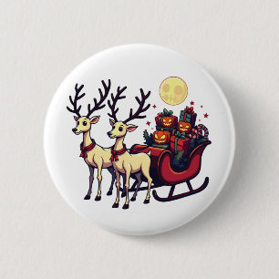 Christmas in Halloween Reindeer Pumpkin Presents 6 Cm Round Badge