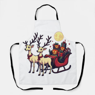 Christmas in Halloween Reindeer Pumpkin Presents Apron