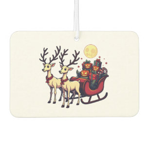 Christmas in Halloween Reindeer Pumpkin Presents Car Air Freshener