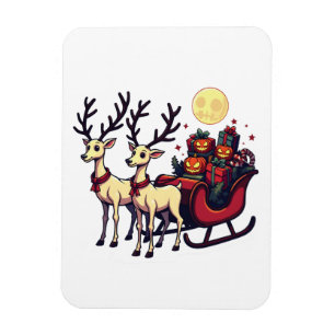 Christmas in Halloween Reindeer Pumpkin Presents Magnet