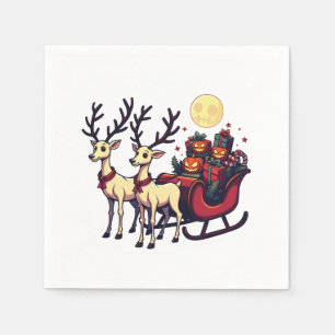 Christmas in Halloween Reindeer Pumpkin Presents Napkin