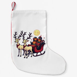 Christmas in Halloween Reindeer Pumpkin Presents Small Christmas Stocking