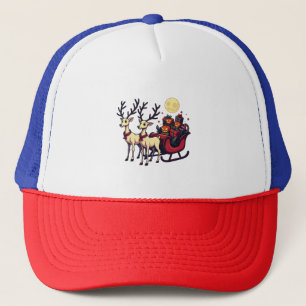 Christmas in Halloween Reindeer Pumpkin Presents Trucker Hat