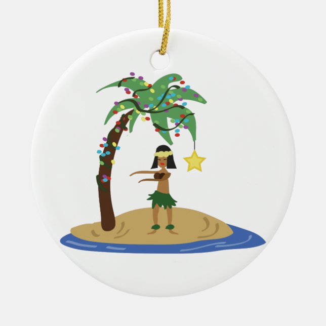 Christmas in Hawaii Ceramic Tree Decoration (Front)