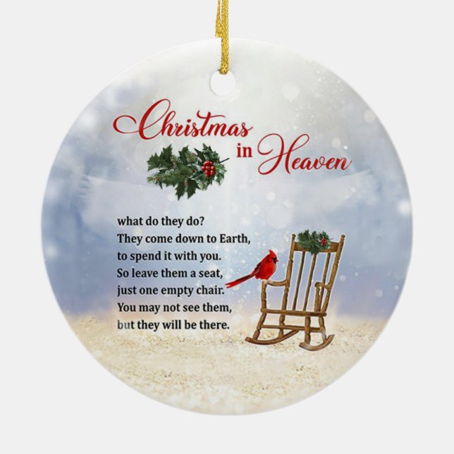 Christmas in Heaven - Empty Chair Ceramic Tree Decoration (Back)