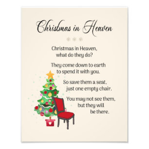 Christmas In Heaven, Empty Chair, Loved One, Grief Photo Print