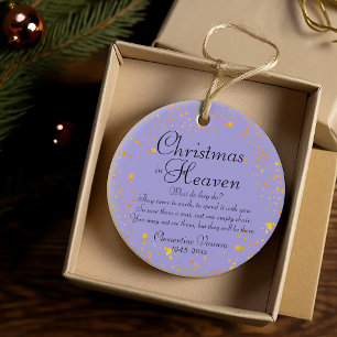 Christmas In Heaven Gold Purple Memorial Photo Ceramic Tree Decoration