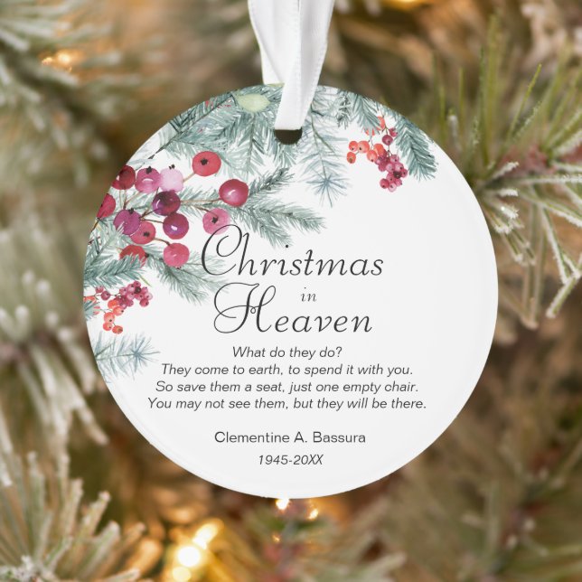 Christmas In Heaven Memorial Photo Acrylic Ornament (Tree)