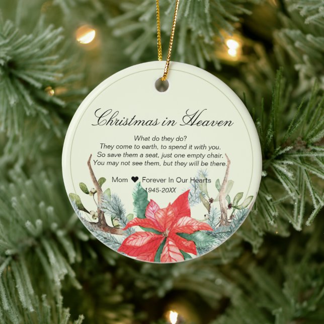Christmas In Heaven Memorial Photo Keepsake Ceramic Tree Decoration (Tree)