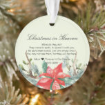 Christmas In Heaven Memorial Photo Keepsake Ornament<br><div class="desc">Christmas watercolor winter greenery,  poinsettia and antlers and a special quote for your love one. Add their name,  date and a favourite photo. Makes a perfect gift for yourself or someone special.</div>