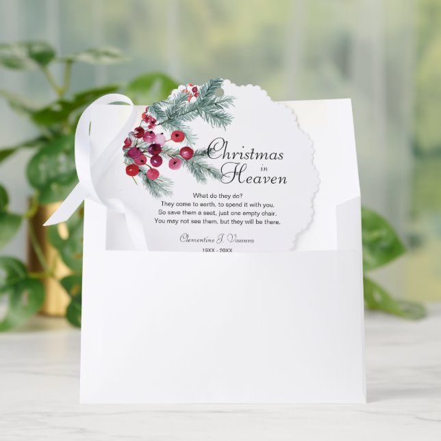 Christmas In Heaven Memorial Photo Tree Decoration Card (Envelope)