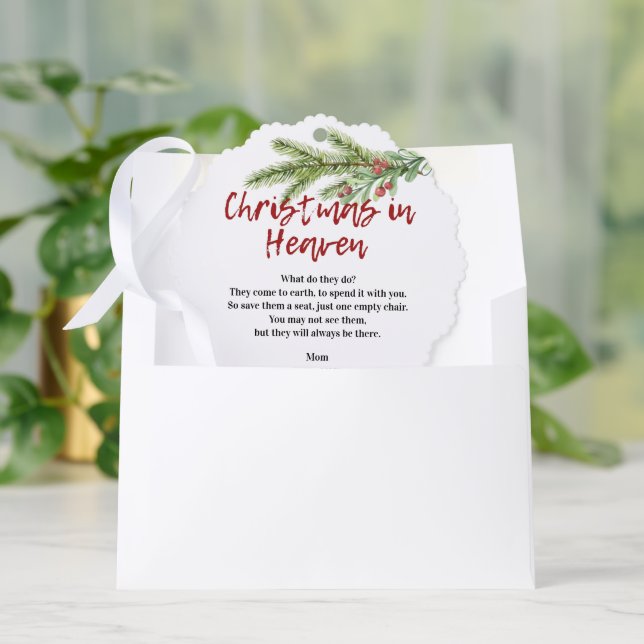 Christmas In Heaven Poem Memorial Photo Greenery Tree Decoration Card (Envelope)