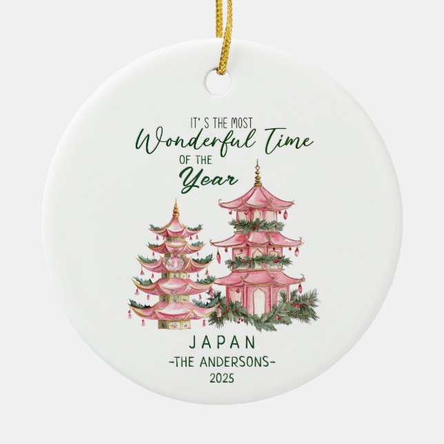 Christmas in Japan Custom Travel Ceramic Tree Decoration (Front)