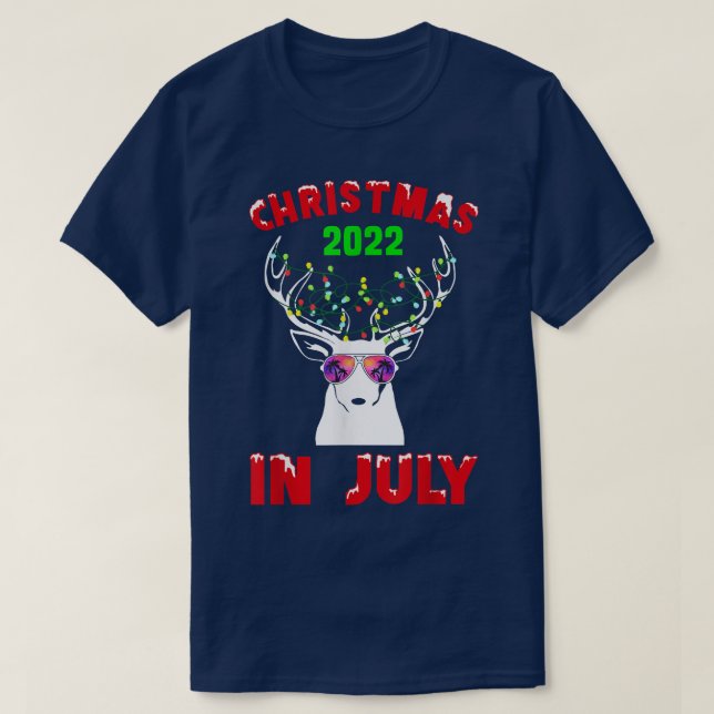 Christmas In July 2022 Reindeer Snow Merry Santa S T-Shirt (Design Front)