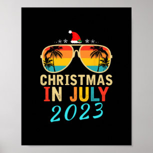 christmas in july 2023 reindeer merry santa summer poster