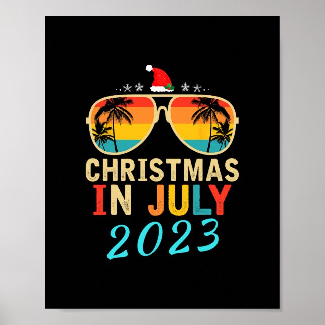 christmas in july 2023 reindeer merry santa summer poster (Front)