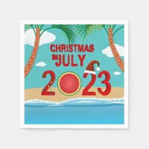 Christmas in July 2023 Watermelon Beach Napkin