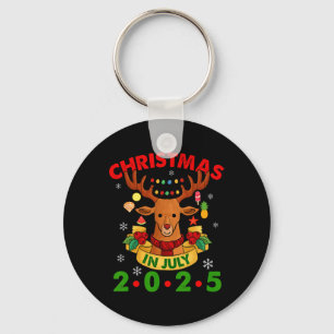 Christmas In July 2025 Reindeer Xmas Lights Summer Key Ring