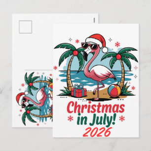 Christmas In July 2026 Watermelon Santa Beach Holiday Postcard
