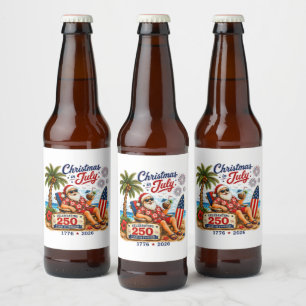 Christmas in July 250 Years of Freedom Beach Santa Beer Bottle Label