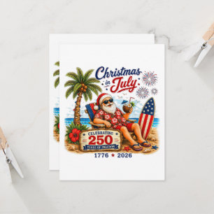 Christmas in July 250 Years of Freedom Beach Santa Invitation